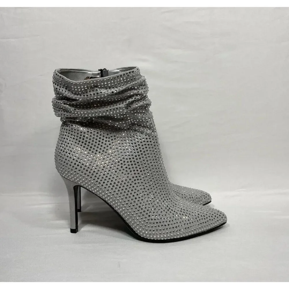 Nine West Womens Dazzle Bootie Silver Size 7.5